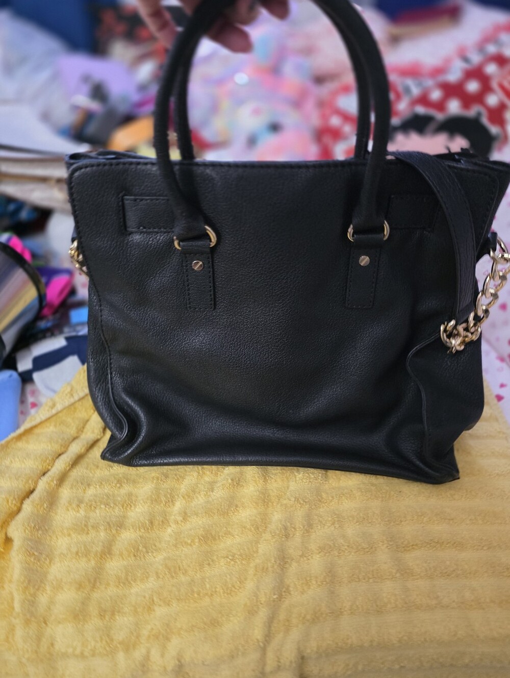 Michael Kors Black Satchel with Gold Grommet Accents - Picture 4 of 10